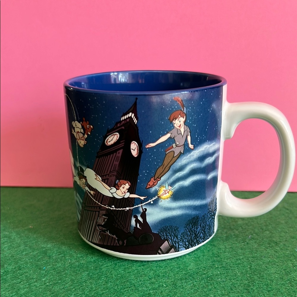 Peter Pan Themed Blue and White Mug